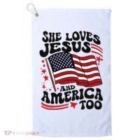 She Loves Jesus And America Christian Golf Towel thumb 0