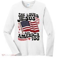 She Loves Jesus And America Christian Women's Long Sleeve Shirt thumb 0