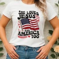 She Loves Jesus And America Christian Women's T-Shirt thumb 2