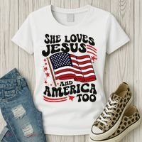 She Loves Jesus And America Christian Women's T-Shirt thumb 3