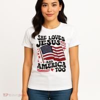 She Loves Jesus And America Christian Women's T-Shirt thumb 4