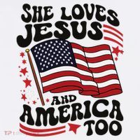 She Loves Jesus And America Christian Kids Sweatshirt thumb 2