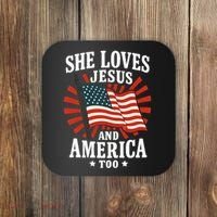 She Loves Jesus And America Coaster thumb 0