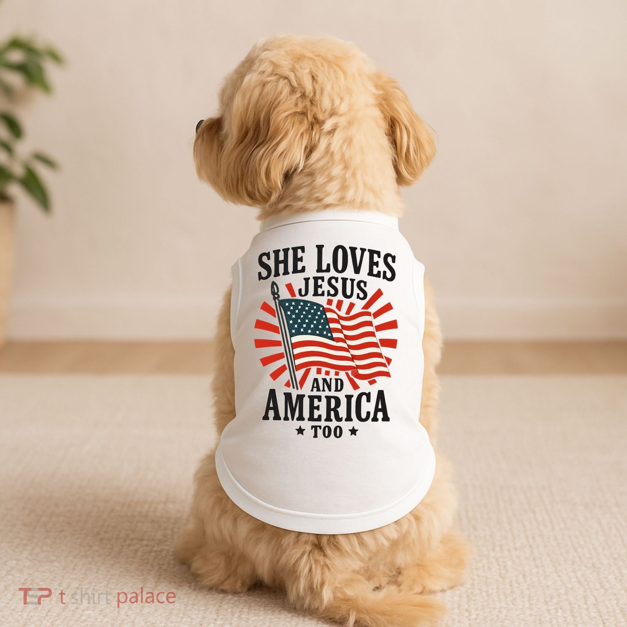She Loves Jesus And America Doggie Tank