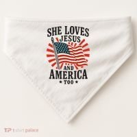 She Loves Jesus And America USA-Made Doggie Bandana thumb 0