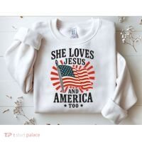 She Loves Jesus And America Sweatshirt thumb 2