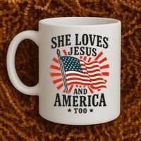 She Loves Jesus And America Coffee Mug thumb 2