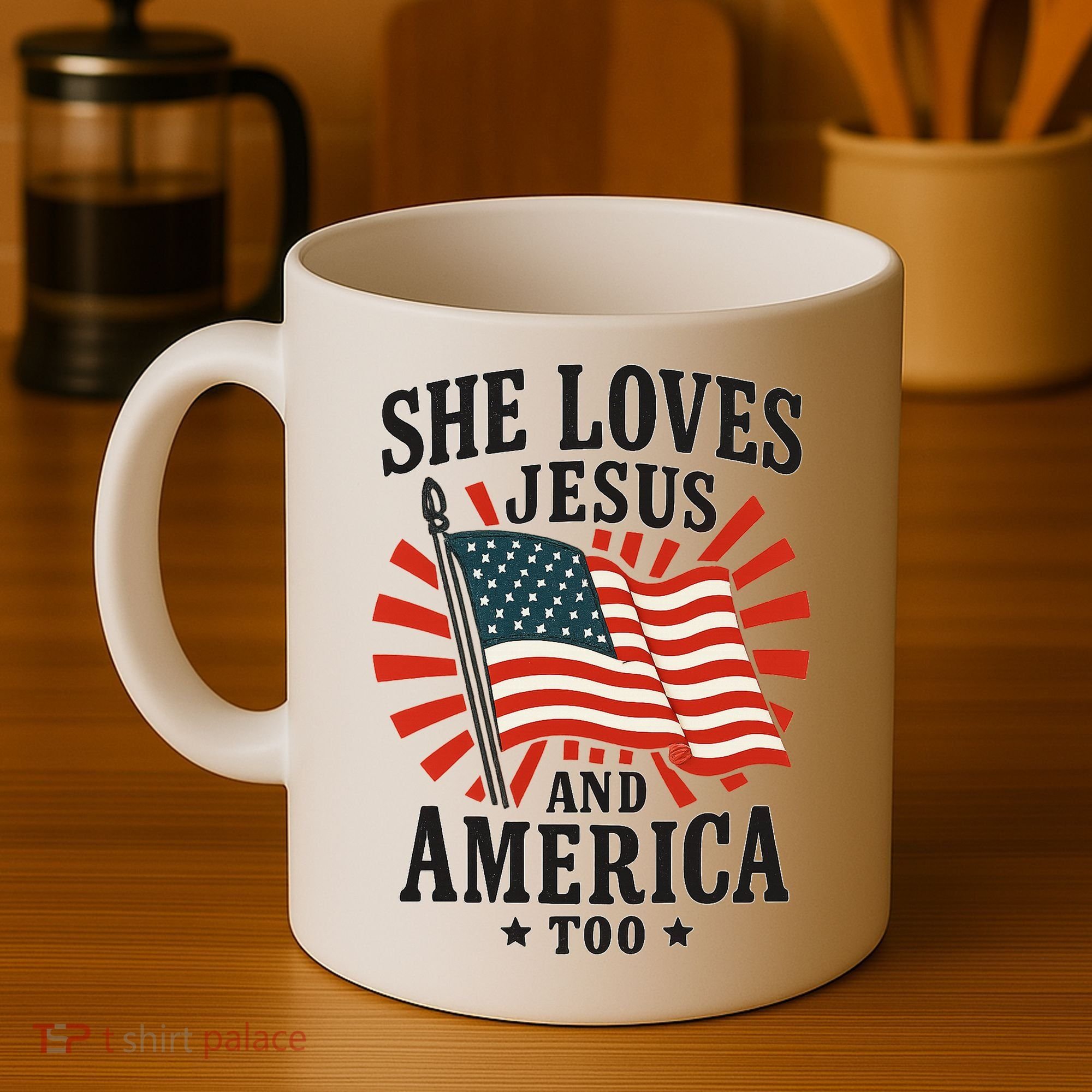 She Loves Jesus And America Coffee Mug