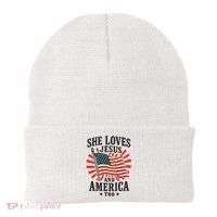 She Loves Jesus And America Beanie thumb 0