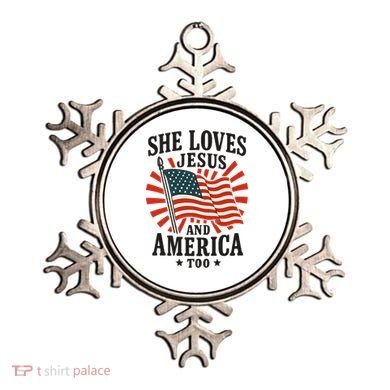 She Loves Jesus And America Ornament