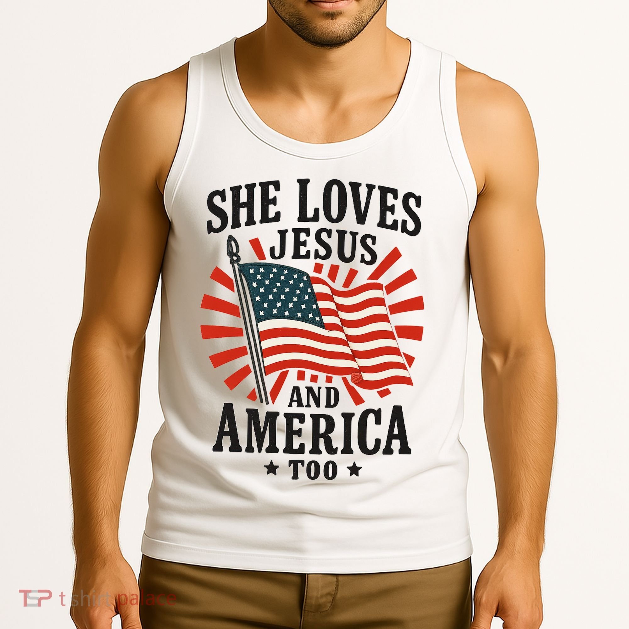 She Loves Jesus And America Tank Top