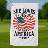 She Loves Jesus And America Golf Towel thumb 1