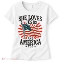 She Loves Jesus And America Women's T-Shirt thumb 0
