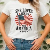 She Loves Jesus And America Women's T-Shirt thumb 2
