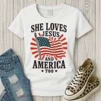 She Loves Jesus And America Women's T-Shirt thumb 3