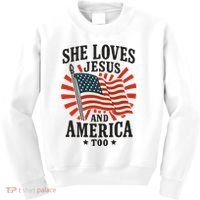 She Loves Jesus And America Kids Sweatshirt thumb 0