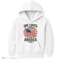 She Loves Jesus And America Kids Hoodie thumb 0