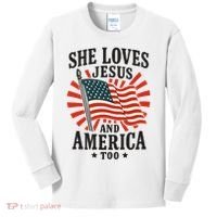 She Loves Jesus And America Kids Long Sleeve Shirt thumb 0