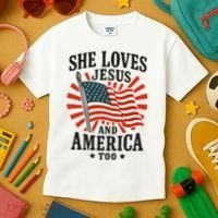 She Loves Jesus And America Kids T-Shirt thumb 3