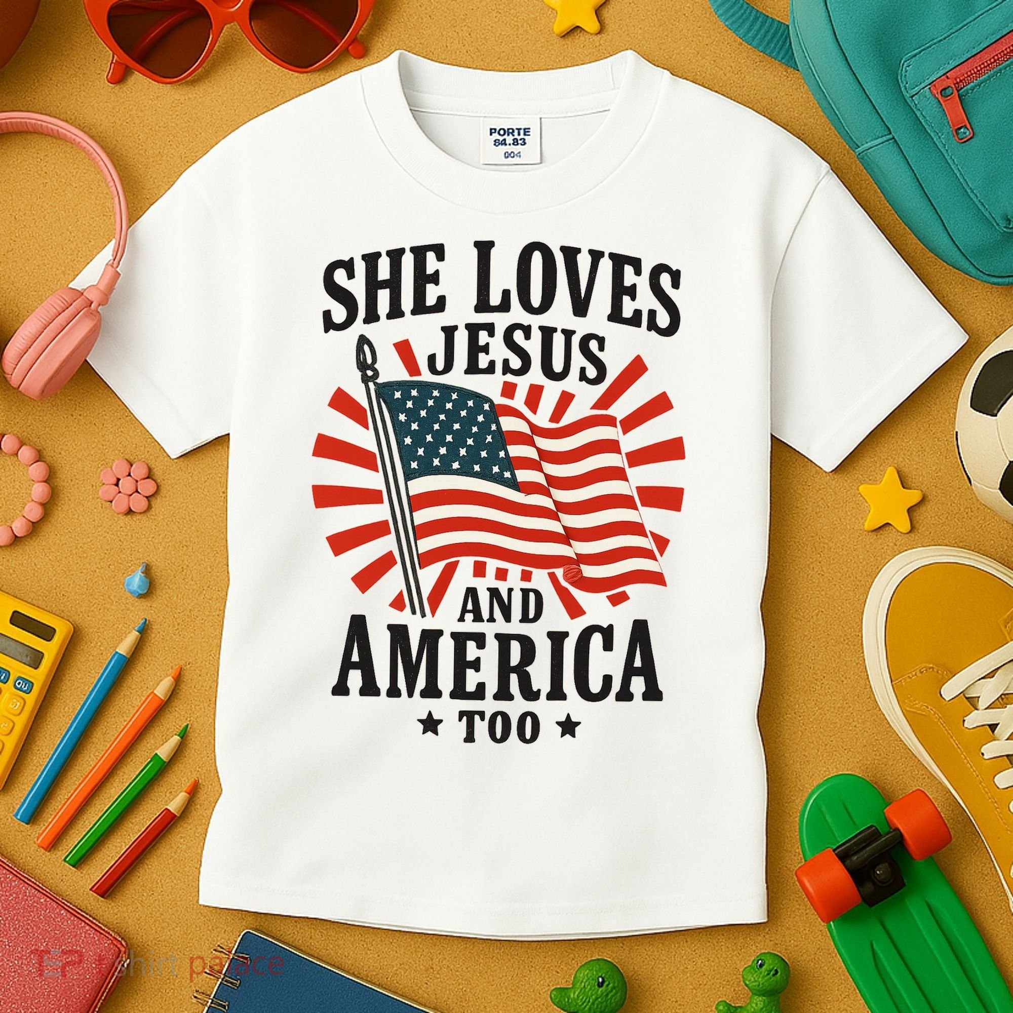 She Loves Jesus And America Kids T-Shirt