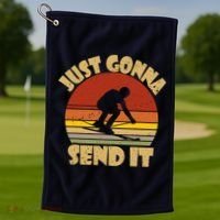 Skiing Lovers Just Gonna Send It Skiers Gift Golf Towel thumb 1