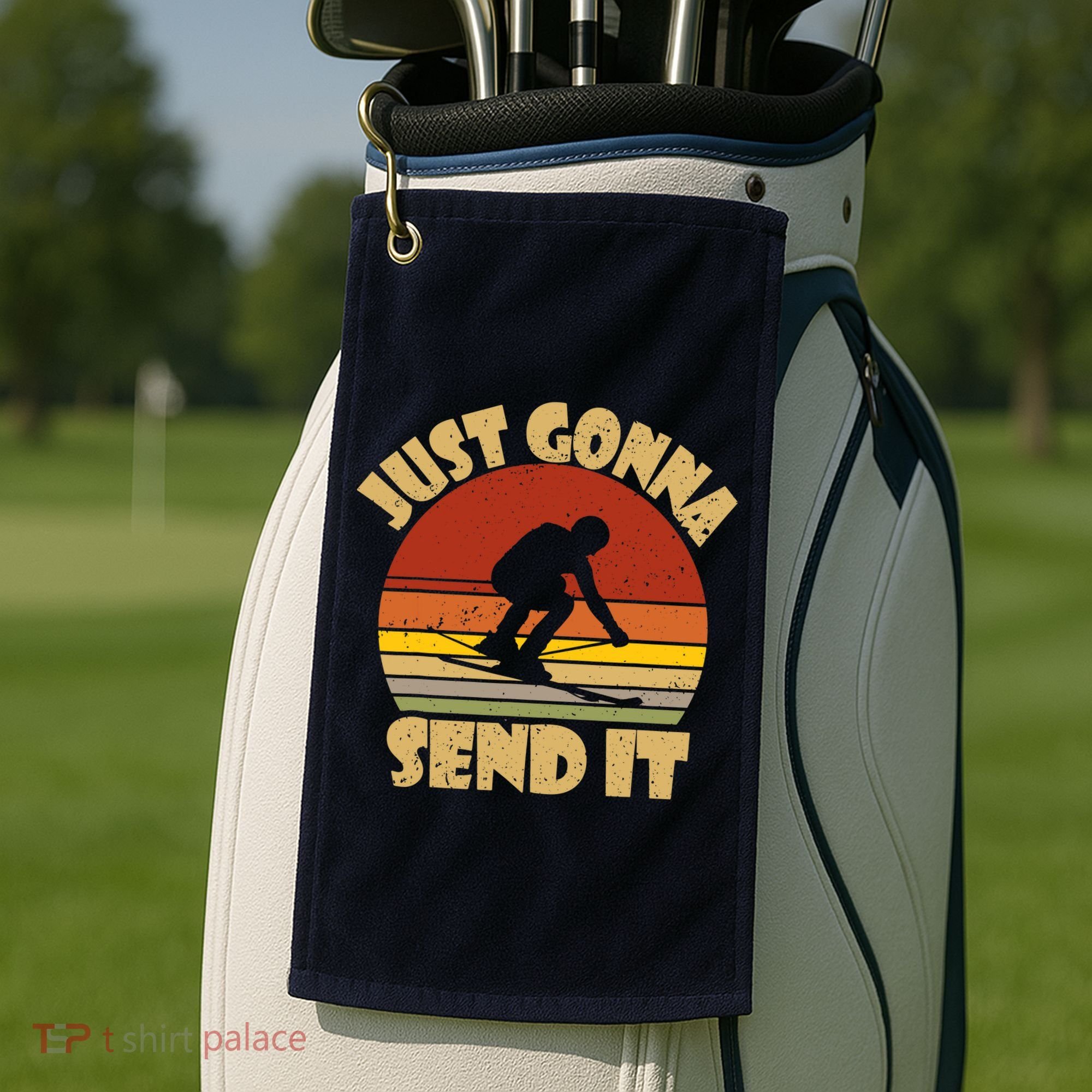 Skiing Lovers Just Gonna Send It Skiers Gift Golf Towel