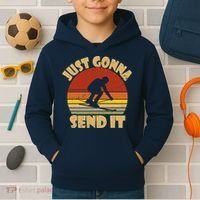 Skiing Lovers Just Gonna Send It Skiers Gift Kids Hoodie thumb 2