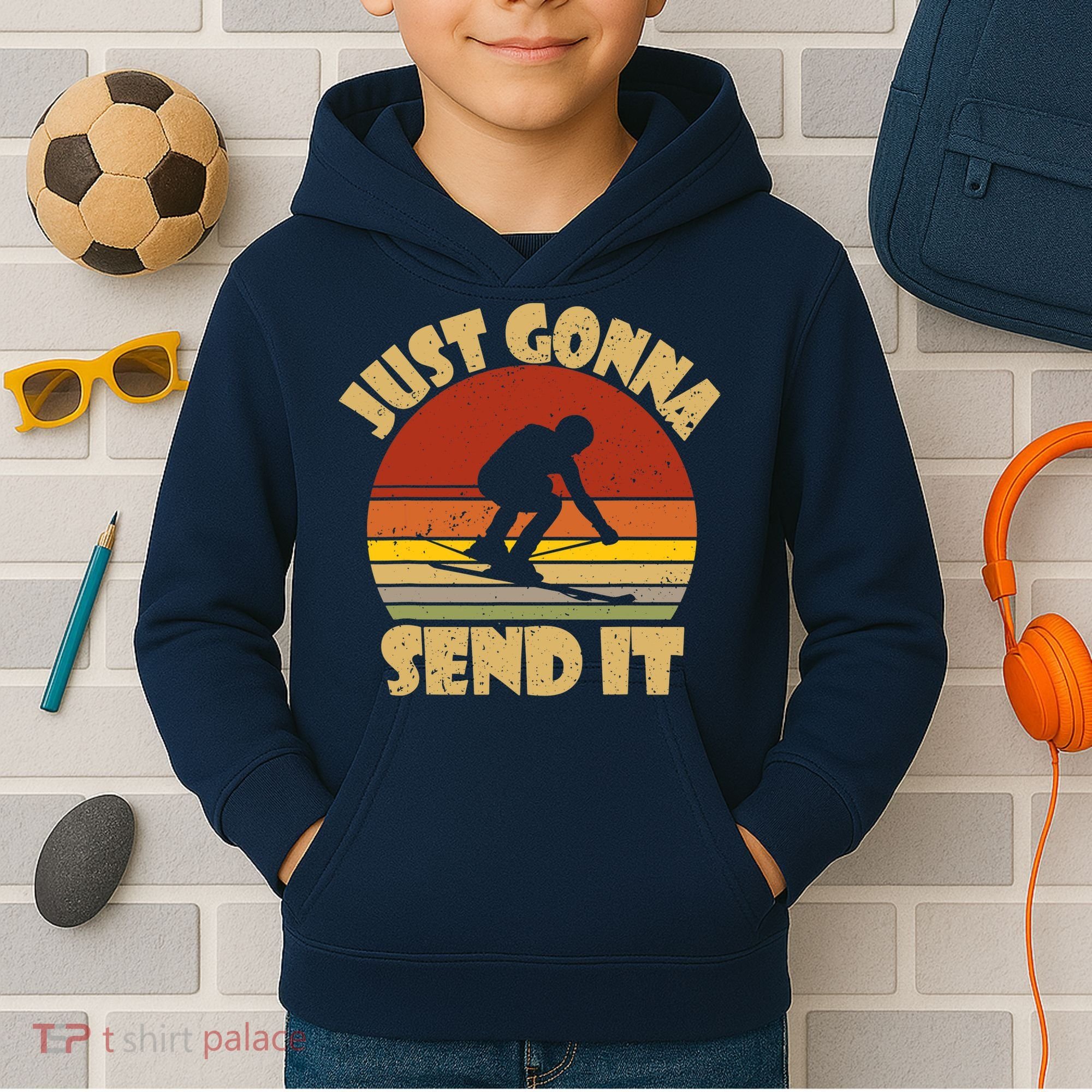 Skiing Lovers Just Gonna Send It Skiers Gift Kids Hoodie
