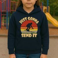 Skiing Lovers Just Gonna Send It Skiers Gift Kids Hoodie thumb 3