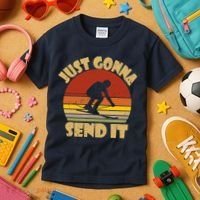 Skiing Lovers Just Gonna Send It Skiers Gift Kids T-Shirt thumb 3