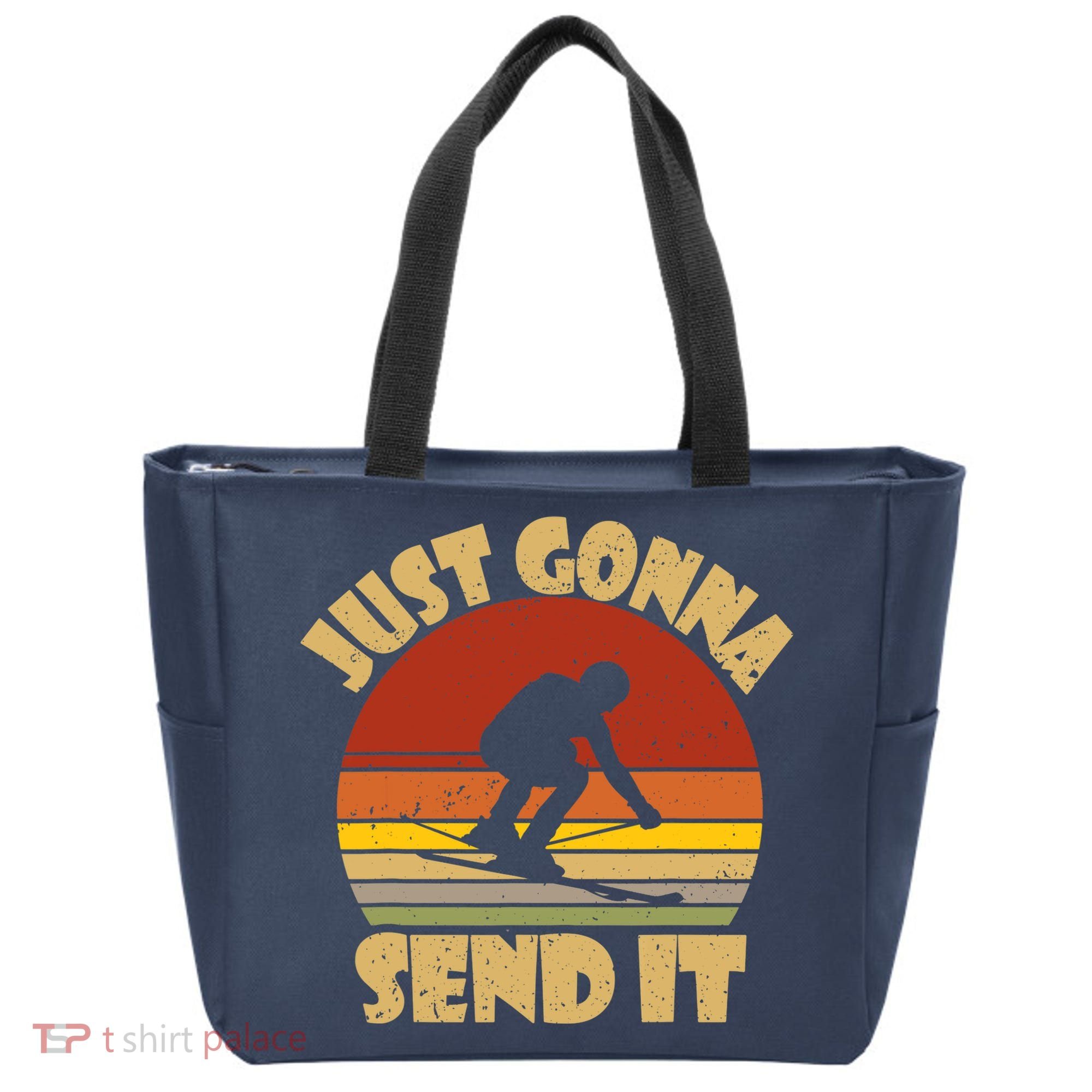 Skiing Lovers Just Gonna Send It Skiers Gift Tote Bag