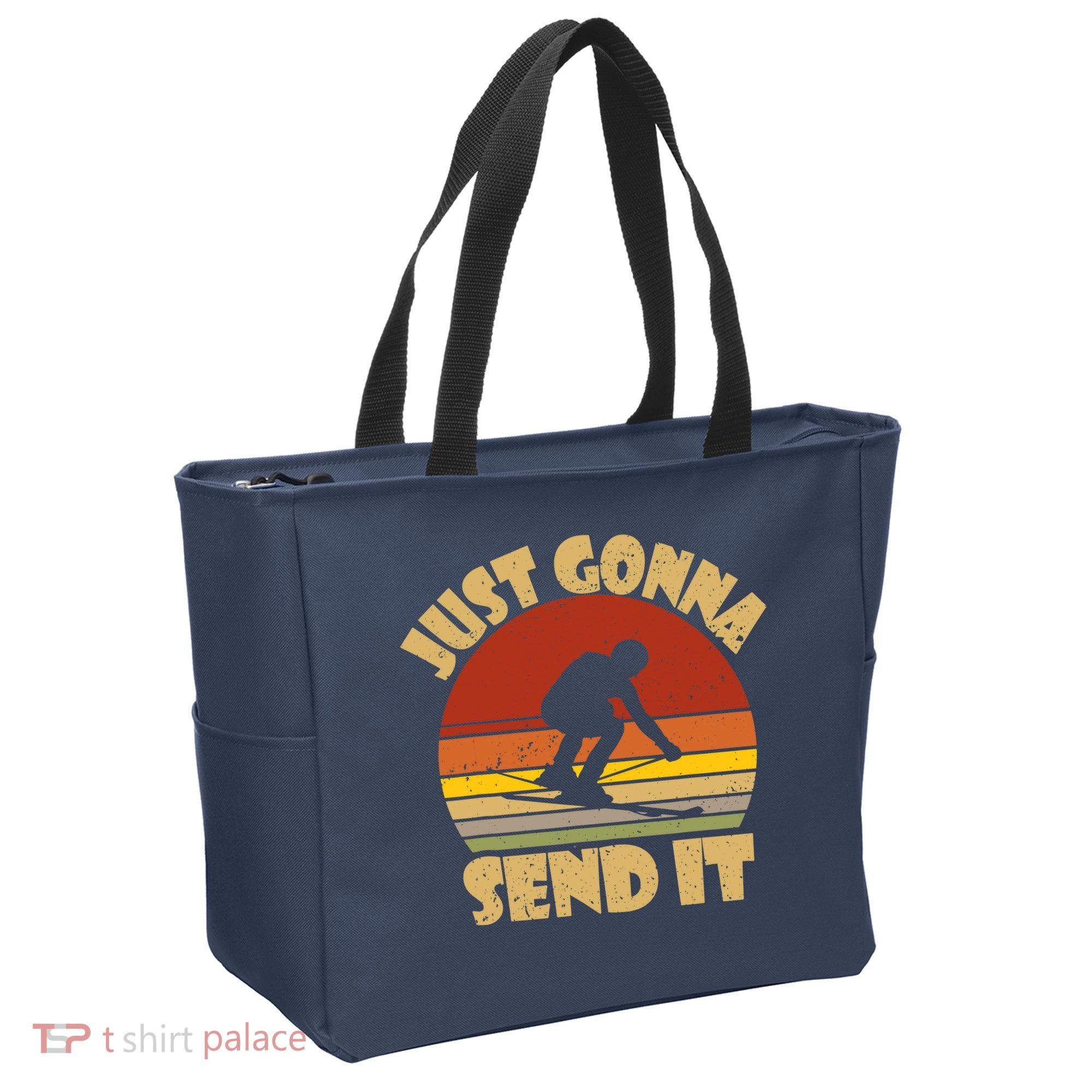 Skiing Lovers Just Gonna Send It Skiers Gift Tote Bag