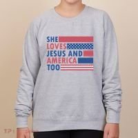 She Loves Jesus And America Too Retro Women's Sweatshirt thumb 0