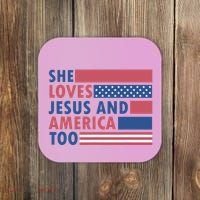 She Loves Jesus And America Too Retro Coaster thumb 0