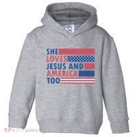She Loves Jesus And America Too Retro Toddler Hoodie thumb 0