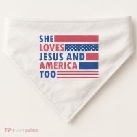 She Loves Jesus And America Too Retro USA-Made Doggie Bandana thumb 0