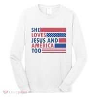 She Loves Jesus And America Too Retro Long Sleeve Shirt thumb 0