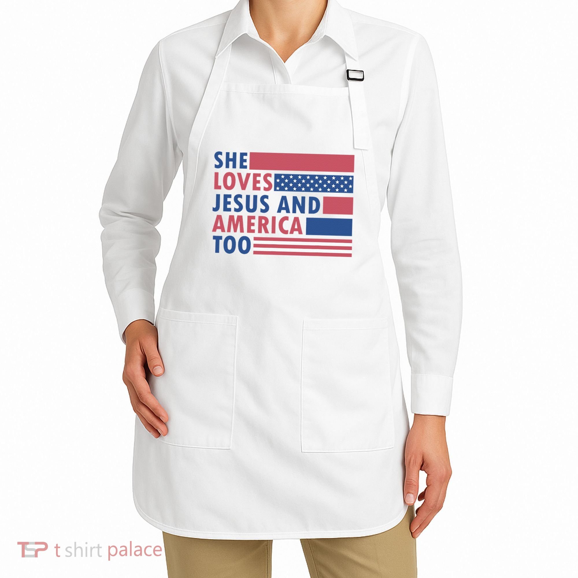 She Loves Jesus And America Too Retro Apron