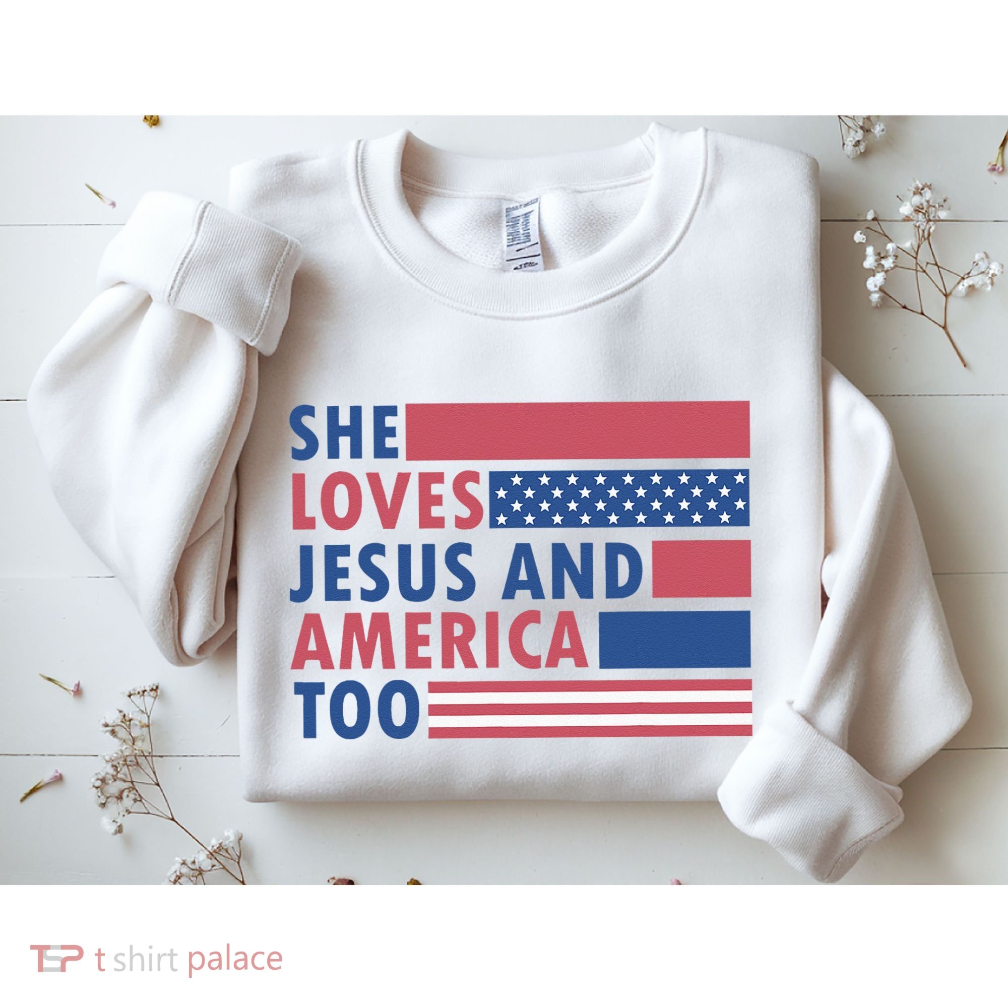 She Loves Jesus And America Too Retro Sweatshirt