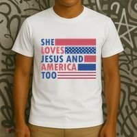 She Loves Jesus And America Too Retro T-Shirt thumb 3