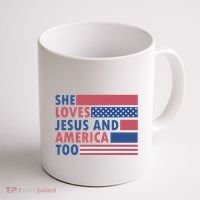 She Loves Jesus And America Too Retro Coffee Mug thumb 1