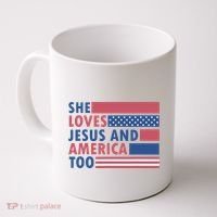 She Loves Jesus And America Too Retro Coffee Mug thumb 0