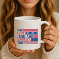 She Loves Jesus And America Too Retro Coffee Mug thumb 3