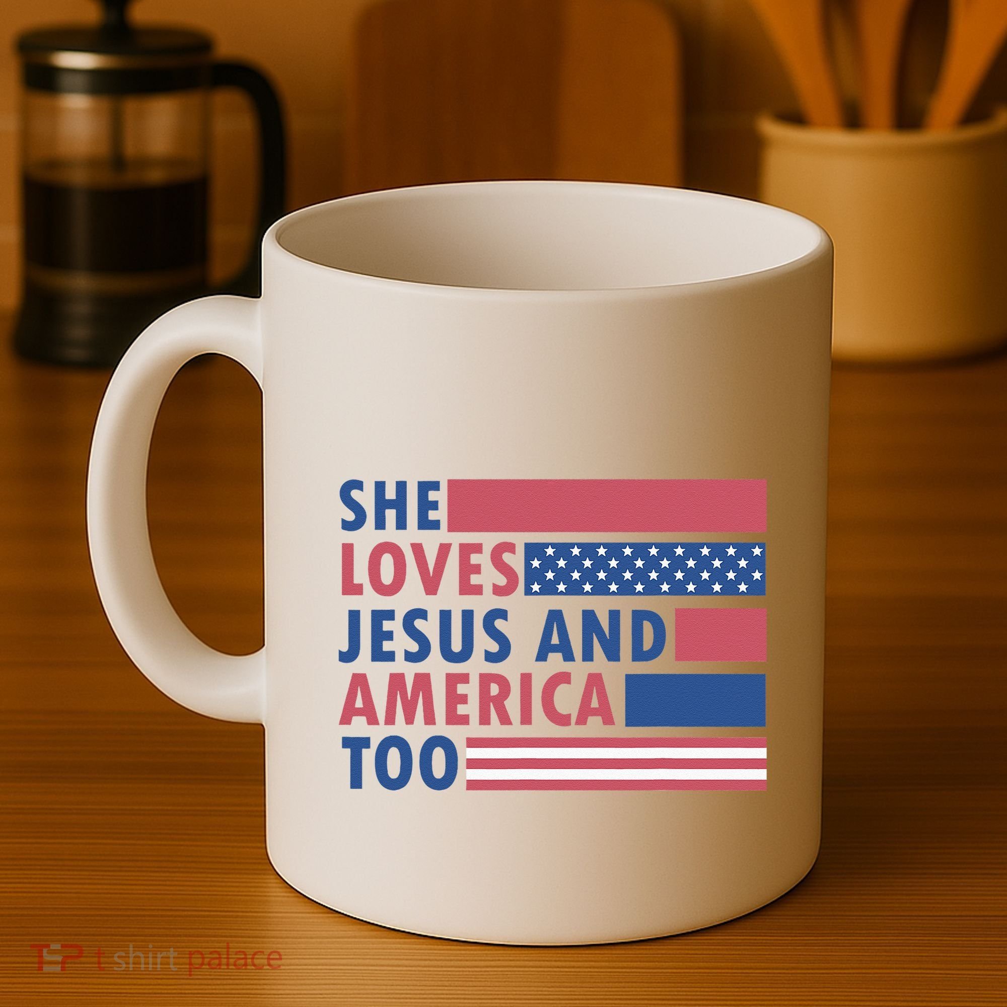 She Loves Jesus And America Too Retro Coffee Mug