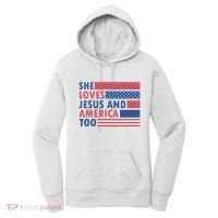 She Loves Jesus And America Too Retro Women's Hoodie thumb 0