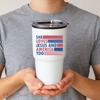 She Loves Jesus And America Too Retro Tumbler thumb 2