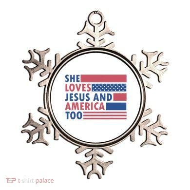 She Loves Jesus And America Too Retro Ornament