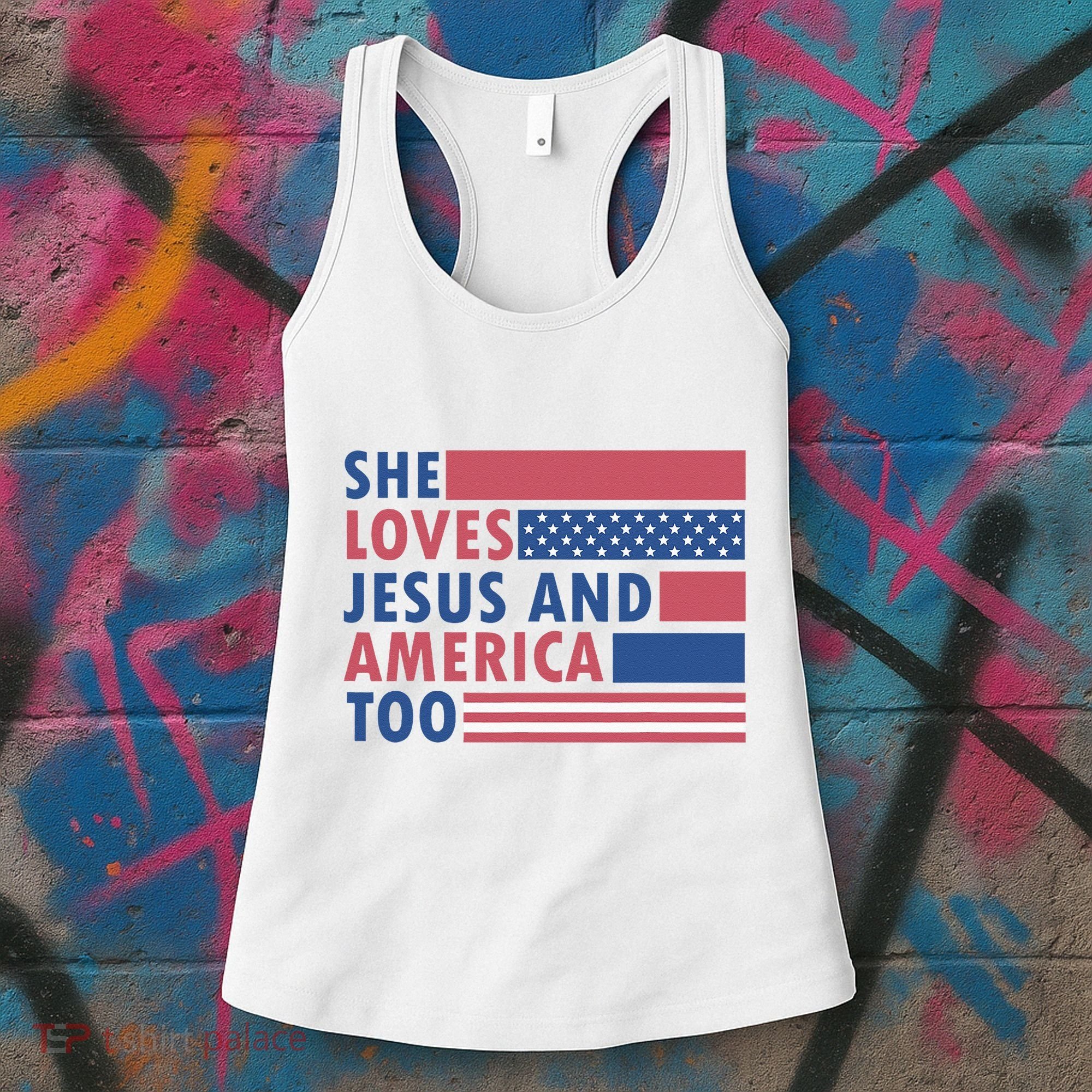 She Loves Jesus And America Too Retro Women's Tank Top