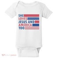 She Loves Jesus And America Too Retro Baby Bodysuit thumb 0