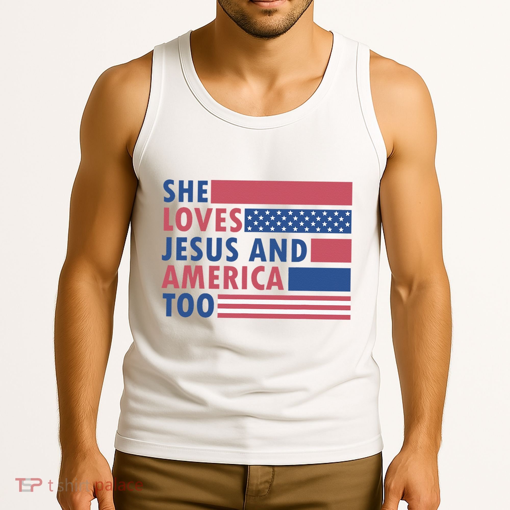 She Loves Jesus And America Too Retro Tank Top